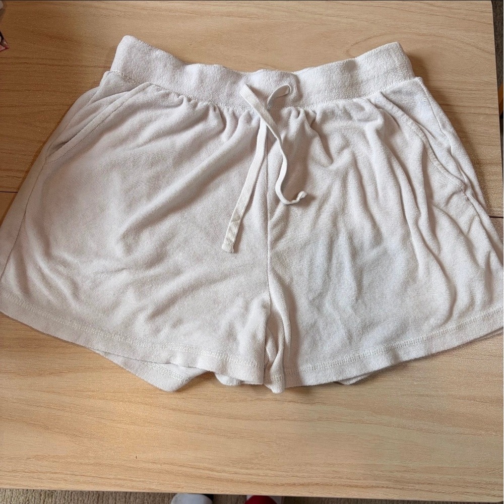 Old Navy Terry Cloth Drawstring Lounge Shorts M White Beach Coastal Casual